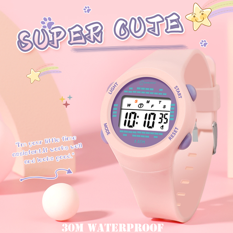 Smartwatch Digital Watches For Kid Girl - Relógio eletrônico infantil, relógio rosa fofo