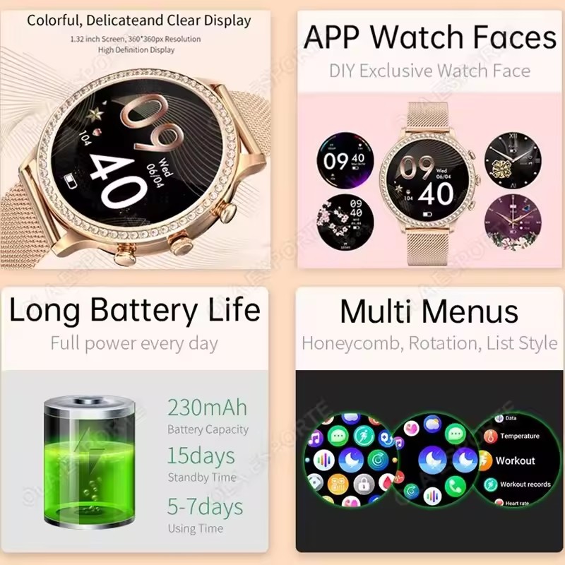 Relógio inteligente elegante p - Smartwatch Watches For Girls avaliação e preço